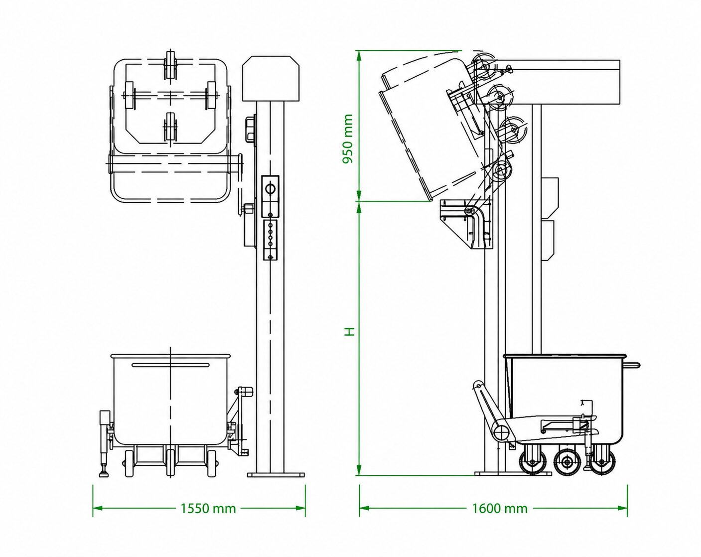 Dibujo técnico Elevador para Buggys Vertical sin Base HEMAN