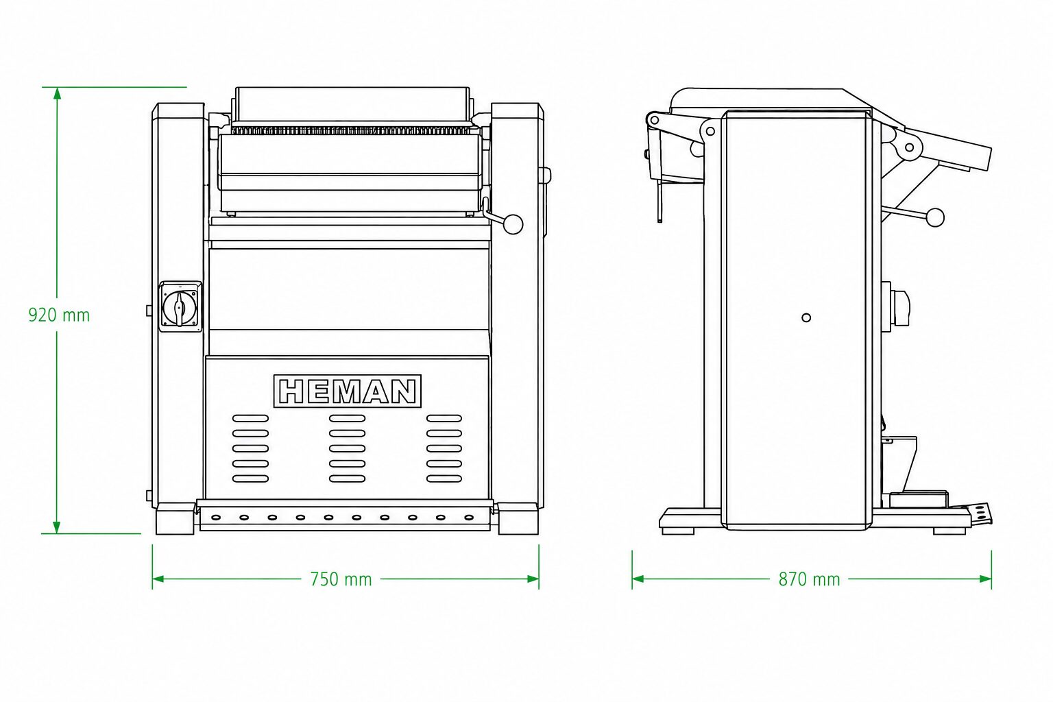 Dibujo técnico Descueradora HM-750 HEMAN