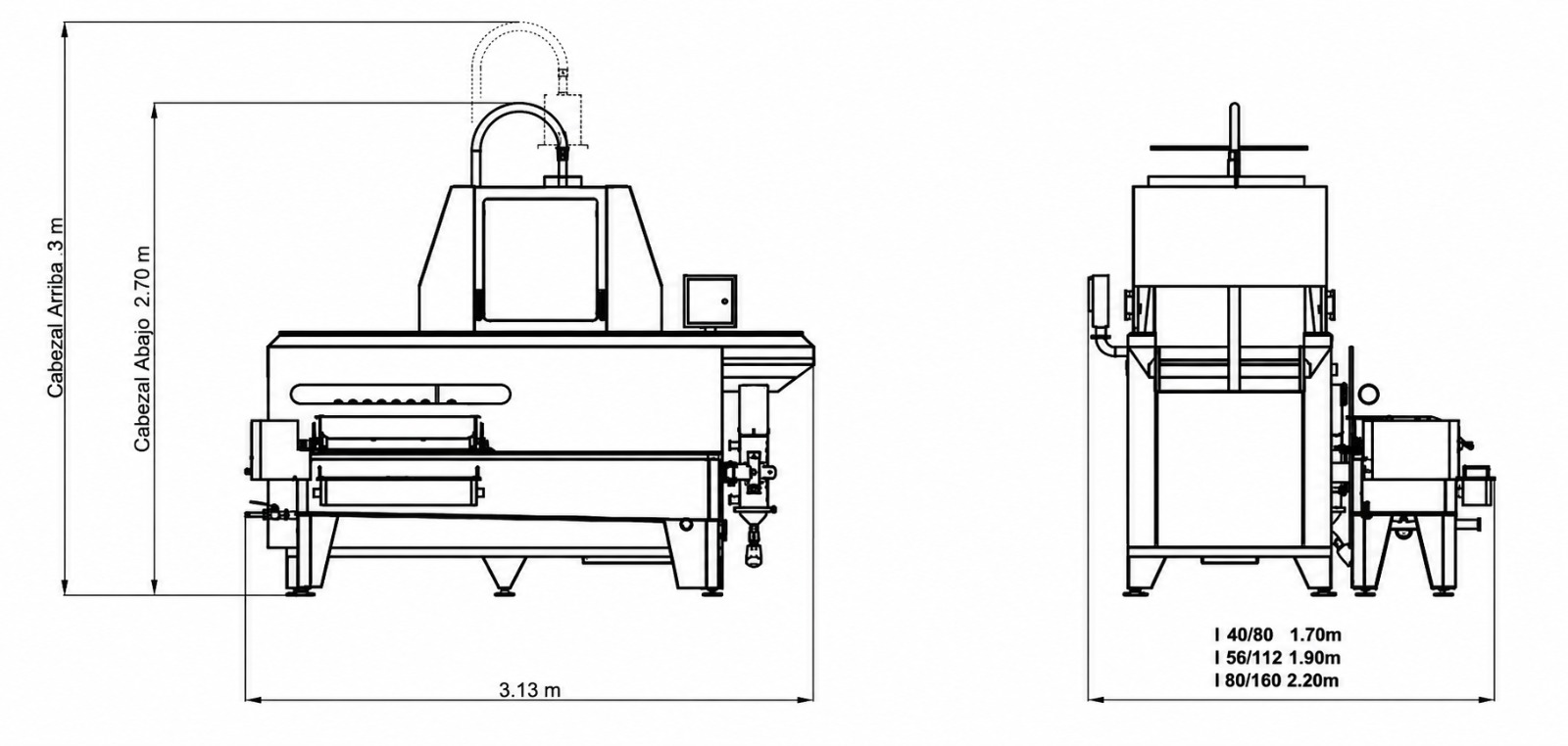 Dibujo técnico Inyectadora PLC con sistema de enfriamiento incluido