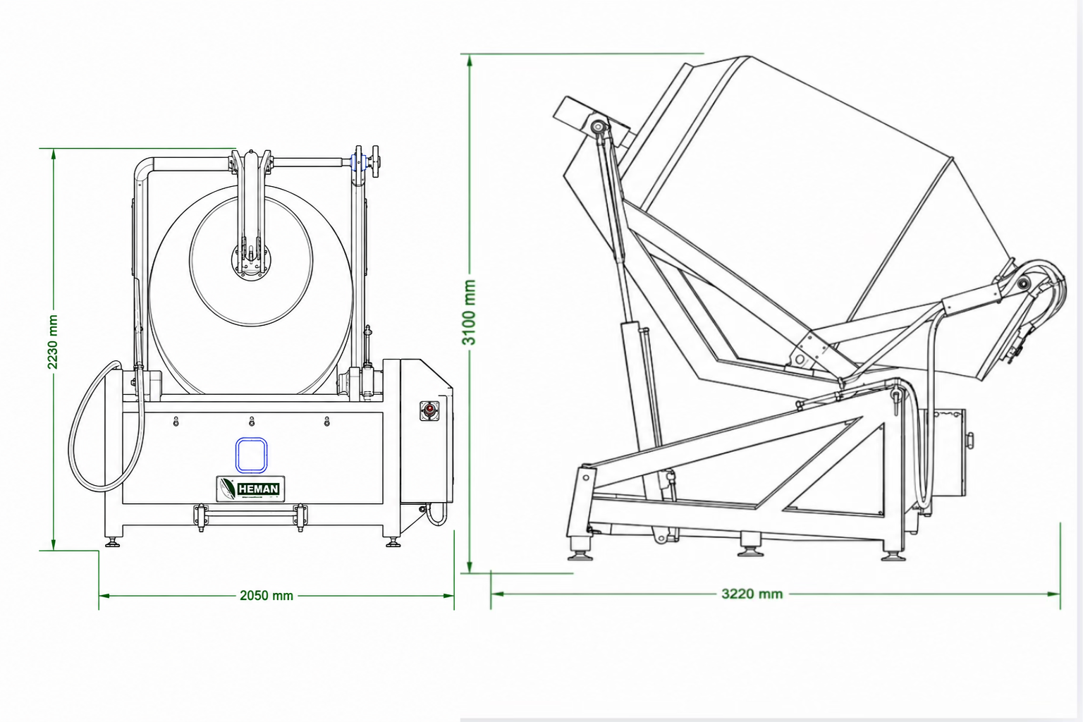 Dibujo técnico Tumbler/Bombo Marinador 3600L HEMAN
