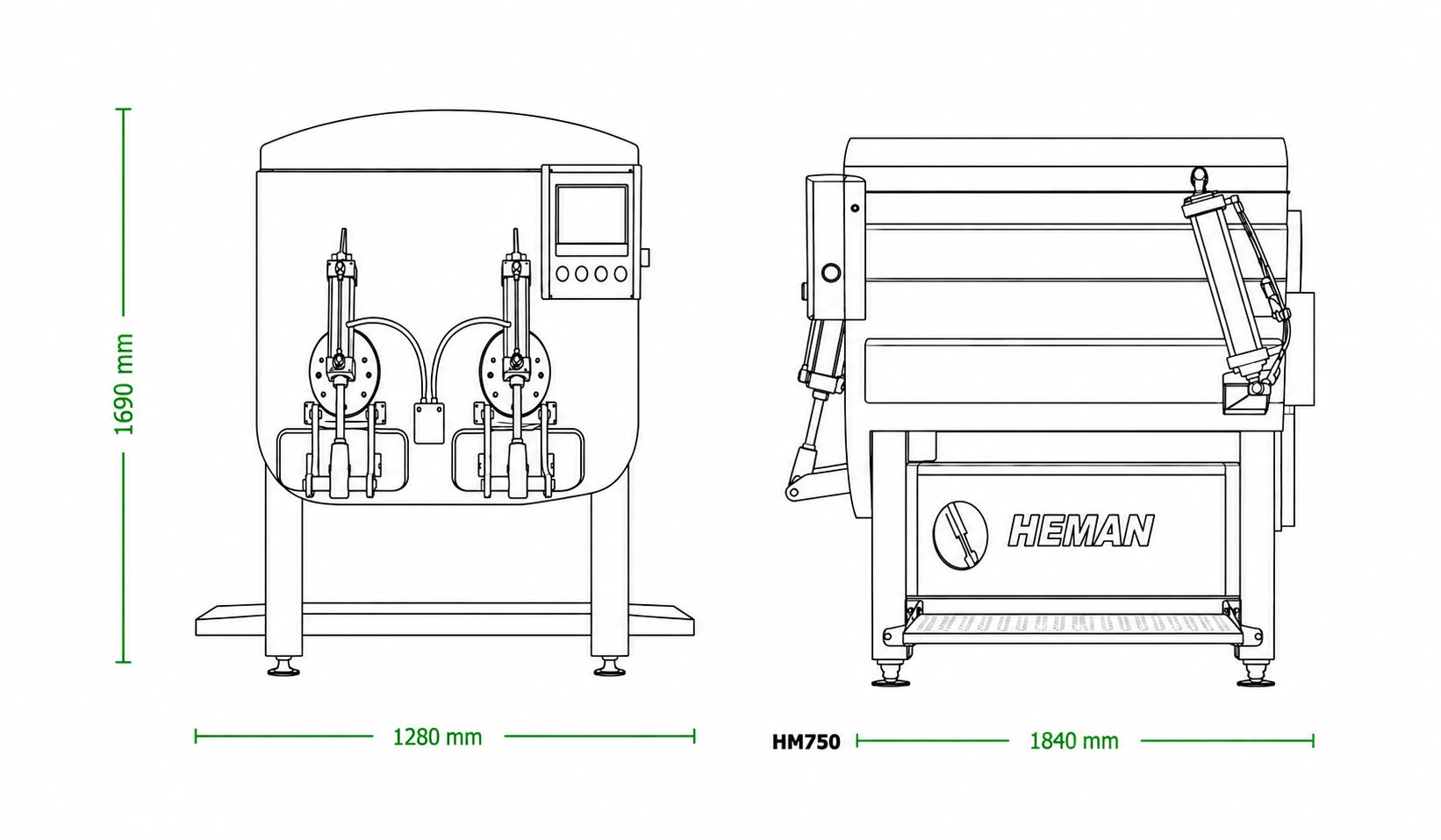 Dibujo técnico Mezcladora al Vacío HM-750 HEMAN