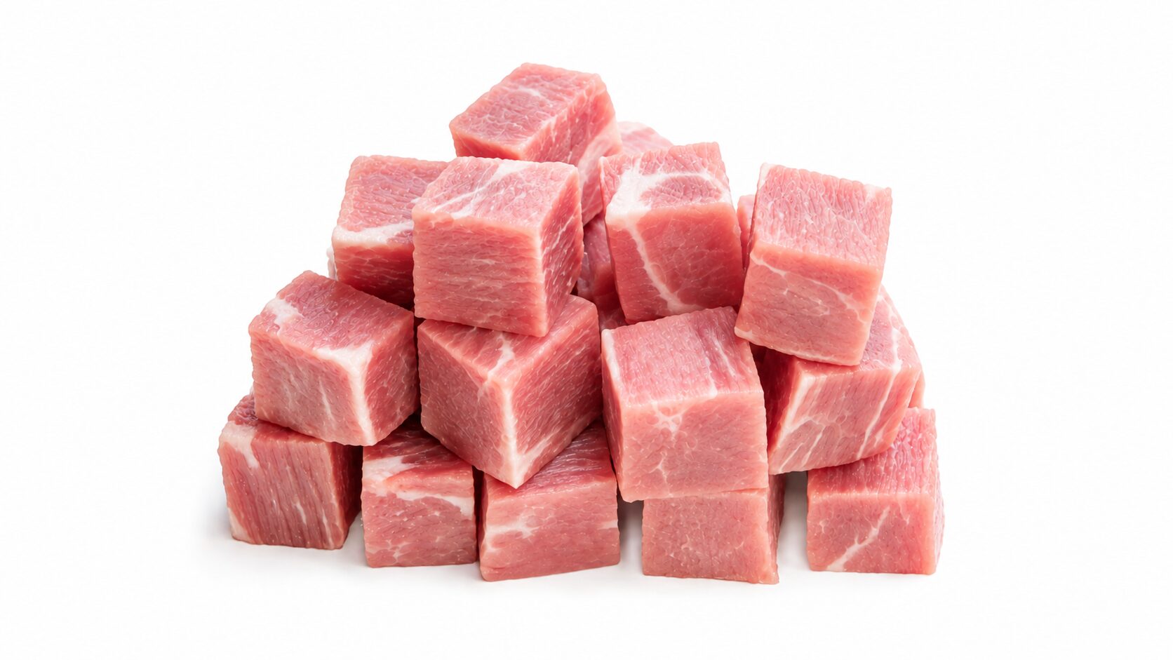 Carne de cerdo en cubos