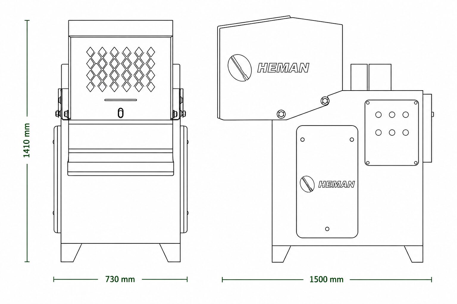 Dibujo técnico Cortadora de bloques de carne congelada HM-400 HEMAN