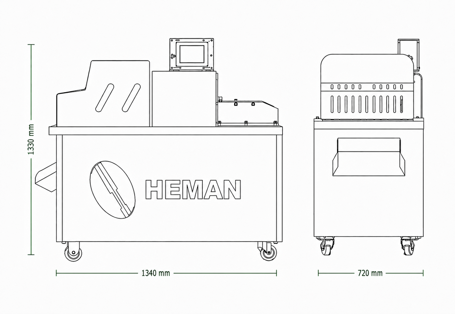 Dibujo técnico Cubicadora Continua de Carne Congelada HM-300 HEMAN